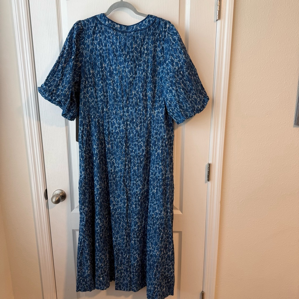 NEW Women's Tuckernuck Dress XXXL Blue Moire Floral - Picture 2 of 7